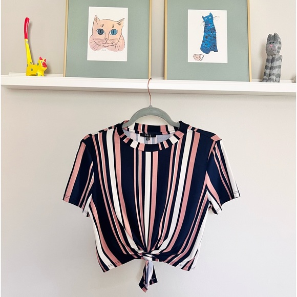 NWOT IRIS Striped Knot Tie Crop Top - Picture 10 of 12